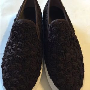 Tory Burch Women Rosette Slip-on Sneaker 10  Brown Shoes 3D Rose